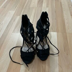 Steve Madden Black Lace-Up Open-Toe Heels